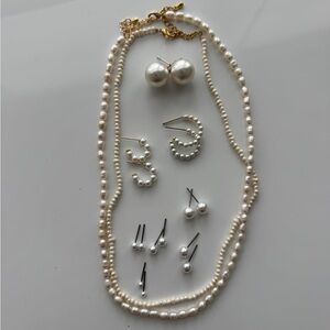 Pearl Earring & Necklace Bundle